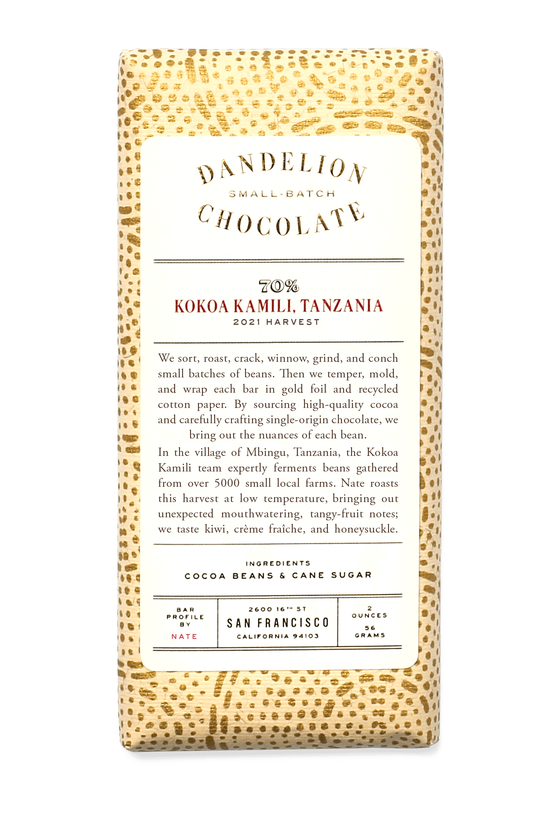 Kokoa Kamili, Tanzania 70% 2021 Harvest Single-Origin Chocolate Bar