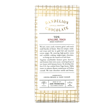 Dandelion Chocolate Chocolate Bar Kpalimé, Togo 70% 2023 Harvest Single-Origin Chocolate Bar