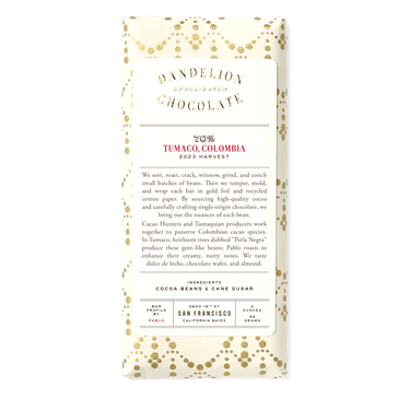 Dandelion Chocolate Chocolate Bar Tumaco, Colombia 70% 2023 Harvest Single-Origin Chocolate Bar