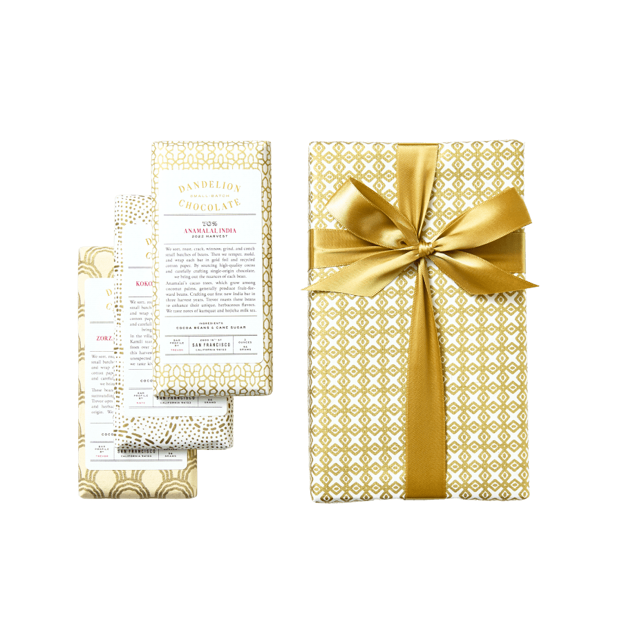 Dandelion Chocolate Gift Wrapped Three-Bar Gift Set