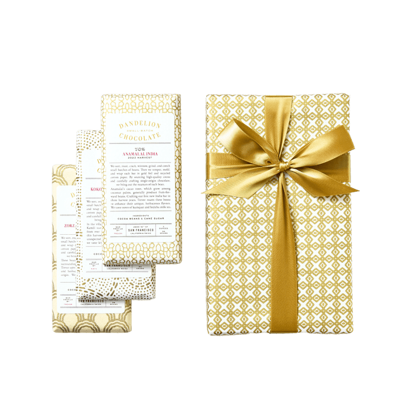 Dandelion Chocolate Gift Wrapped Three-Bar Gift Set