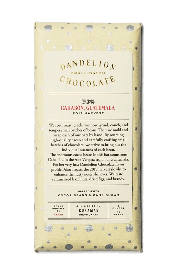 Dandelion Chocolate Japan Chocolate Bar Dandelion Chocolate Japan - Cahabón, Guatemala 70% 2019 Harvest Single-Origin Chocolate Bar